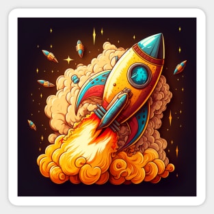 Space Rocket cartoon style Sticker